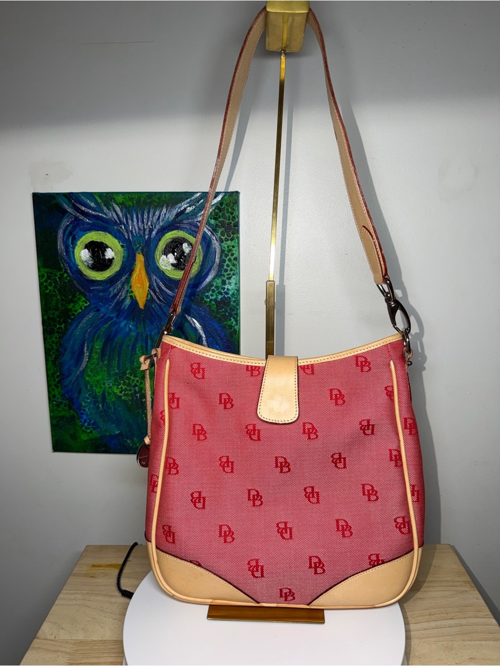 Dooney & Bourke Jacquard Maritime Messenger Shoulder Bag EUC